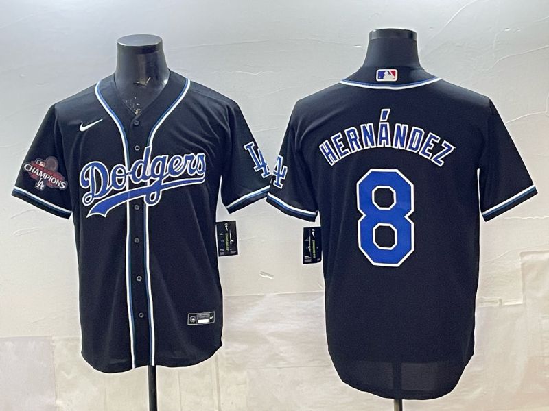 Men 2025 Nike Los Angeles Dodgers #8 Hernandez Black MLB Jersey style 007->los angeles dodgers->MLB Jersey